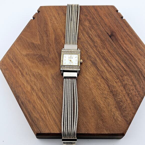 Rumours Women's Gaudy Bling Bracelet Watch Rhinestone Gold Silver Chain Band - Picture 4 of 7